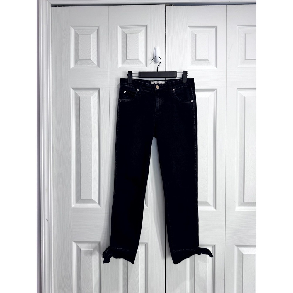 AMO Straight-Leg Jeans Women's 25 Black Denim Mid Rise 5-Pockets Casual Preppy
